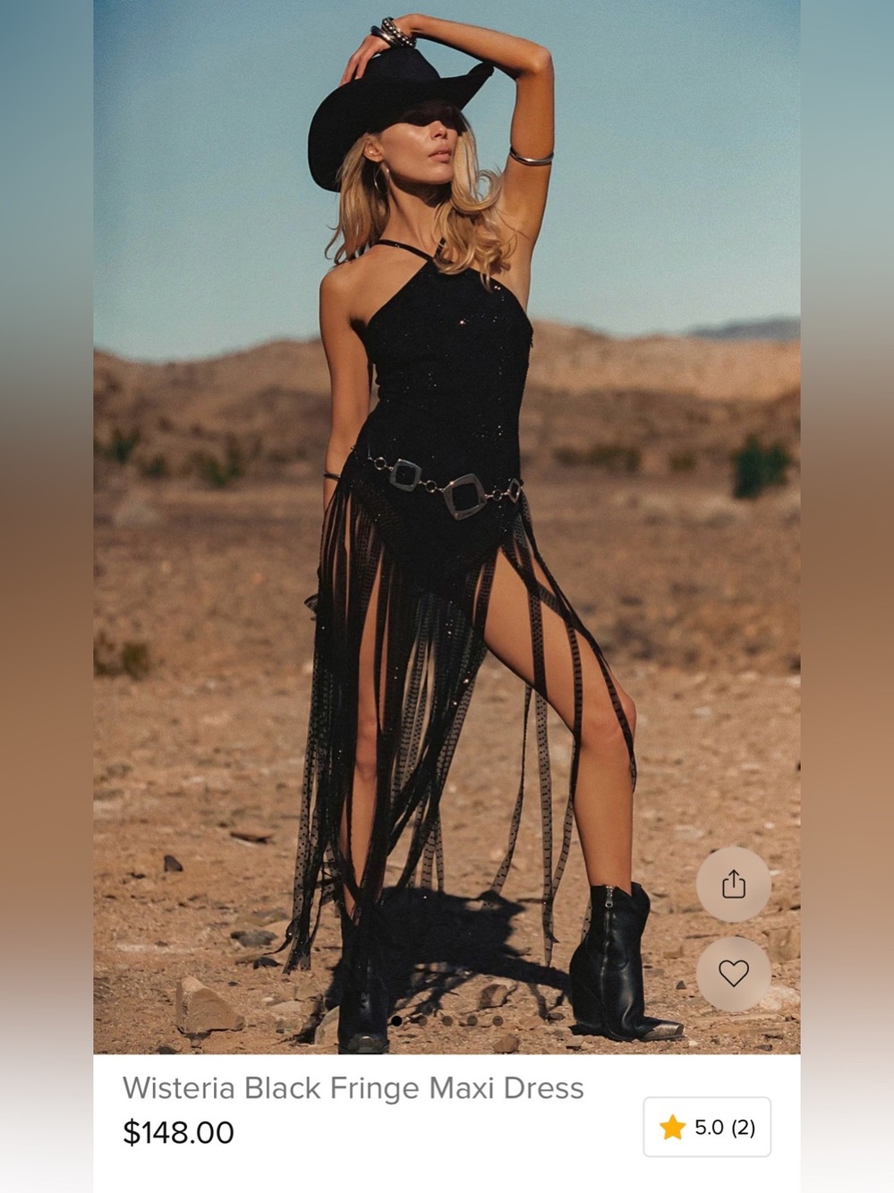 12th Tribe Black Wisteria Fringe Maxi Dress
